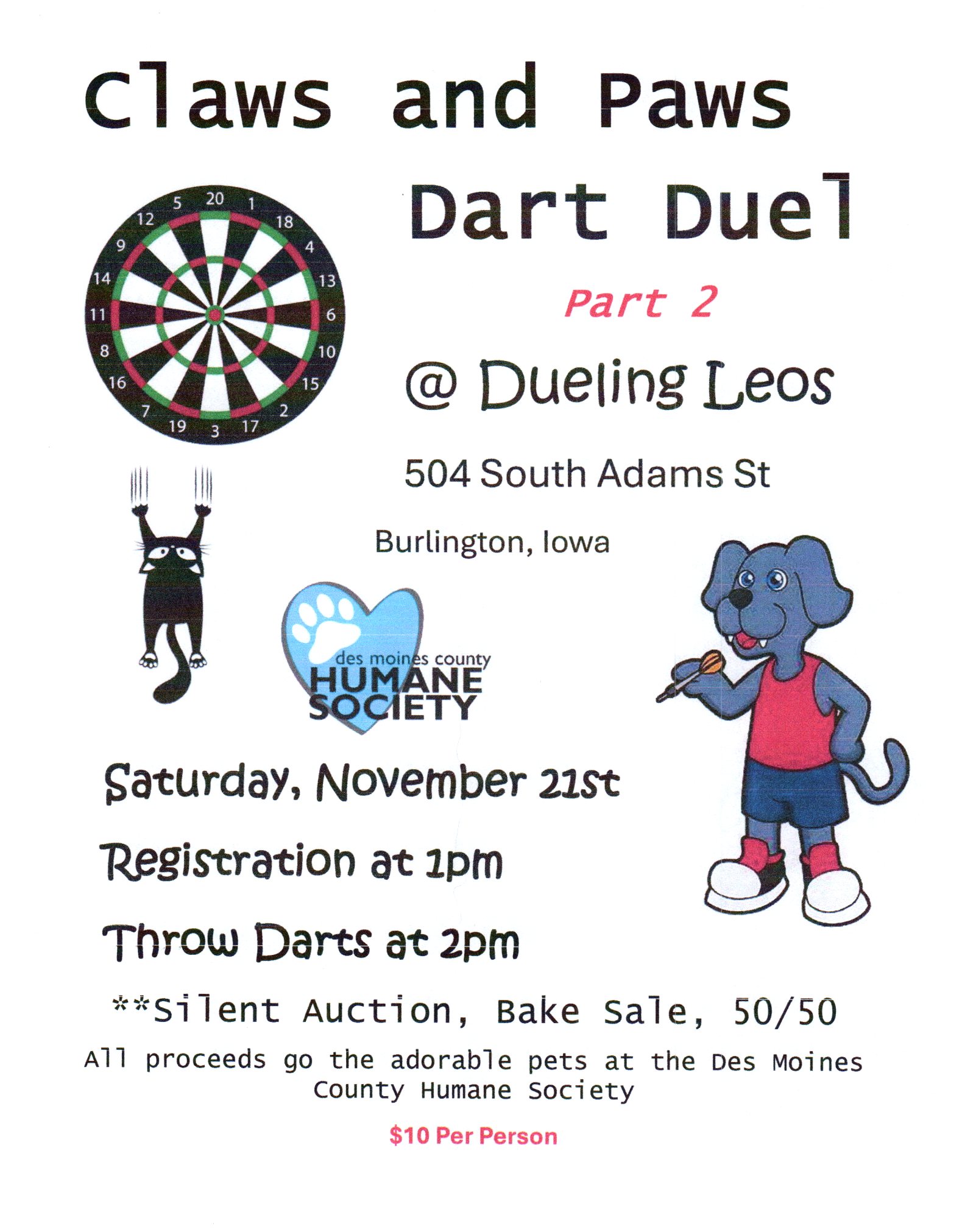 Claws and Paws dart duel 2026